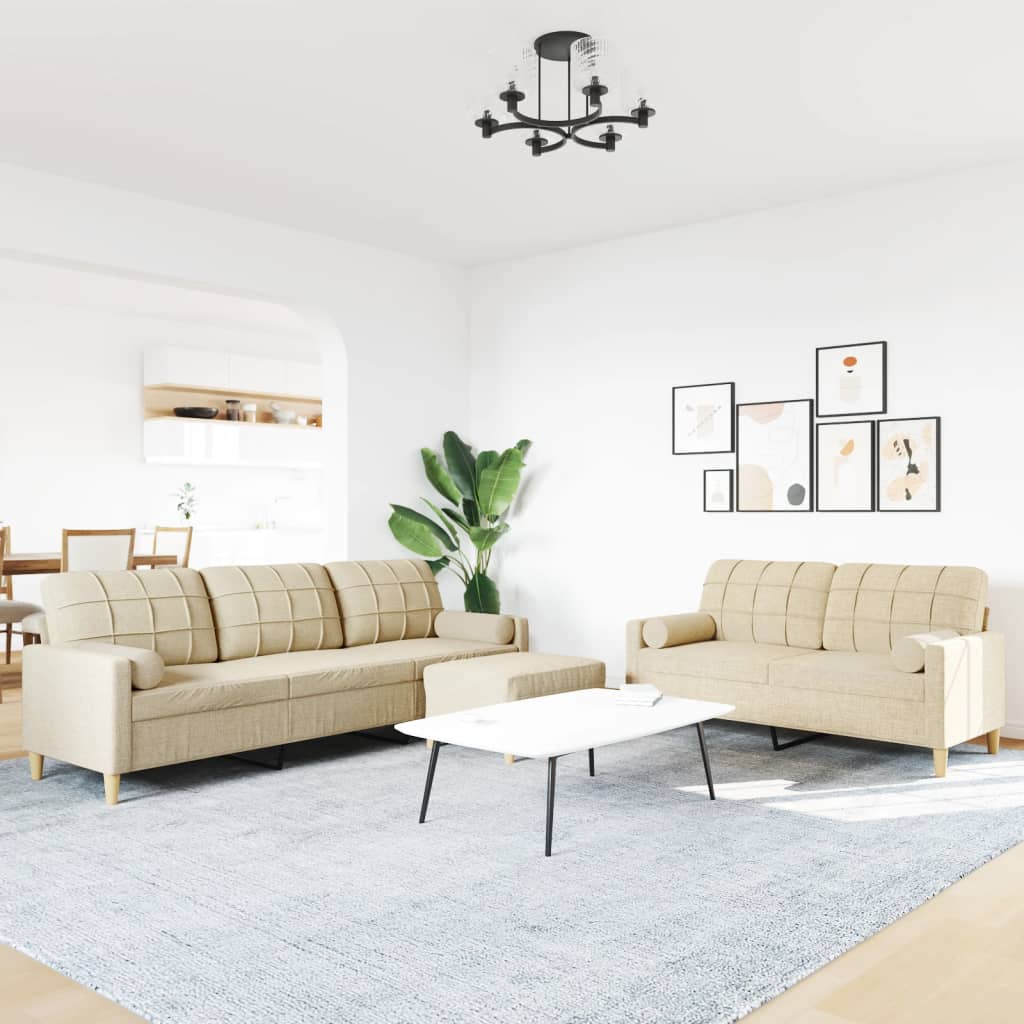 Ensemble de canapés 3 pcs repose-pied et coussins décoratifs