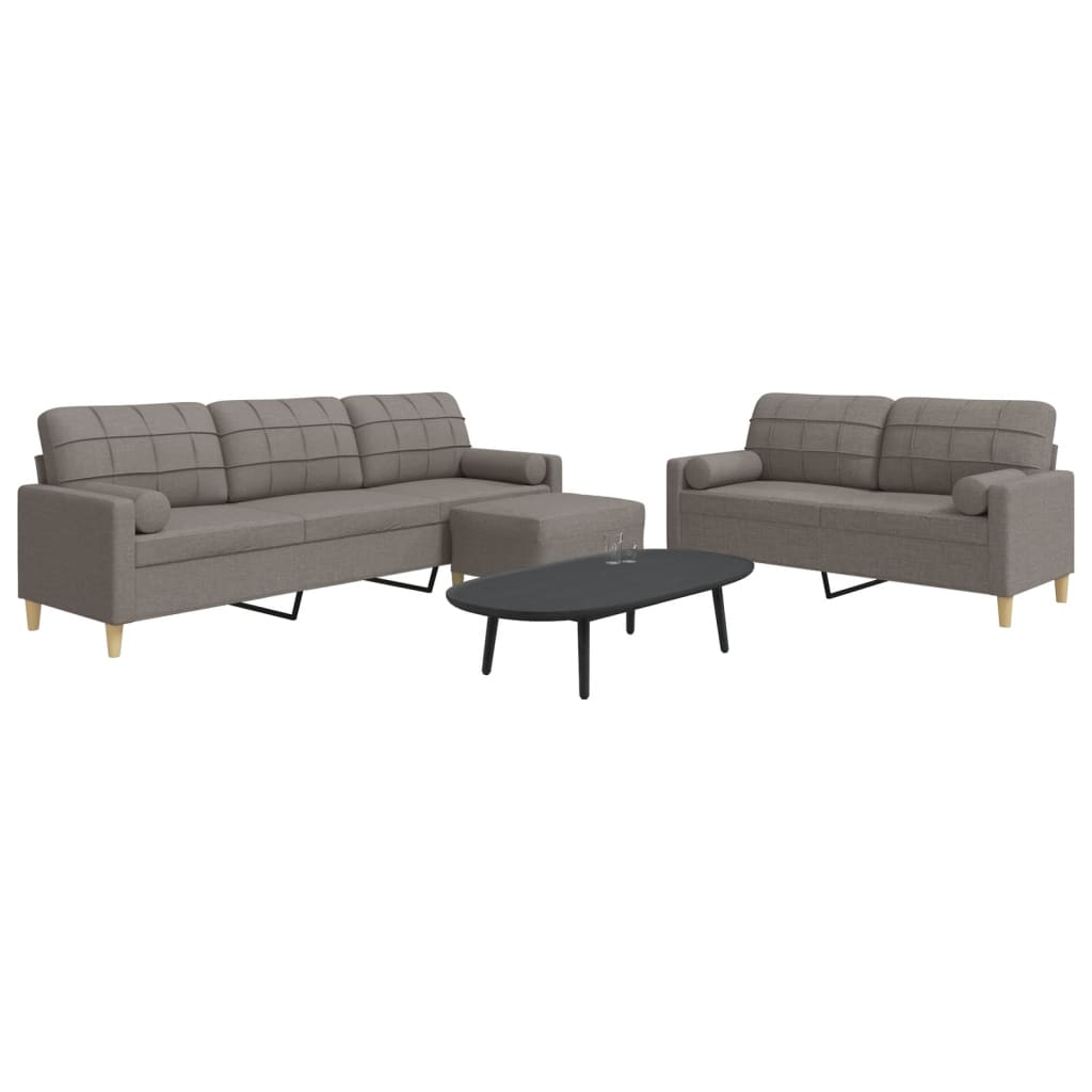 Ensemble de canapés 3 pcs repose-pied et coussins décoratifs