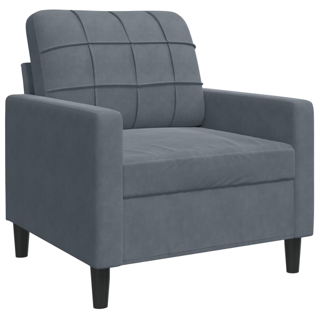 Ensemble de canapés 3 pcs avec coussins Gris foncé Velours - XIOS
