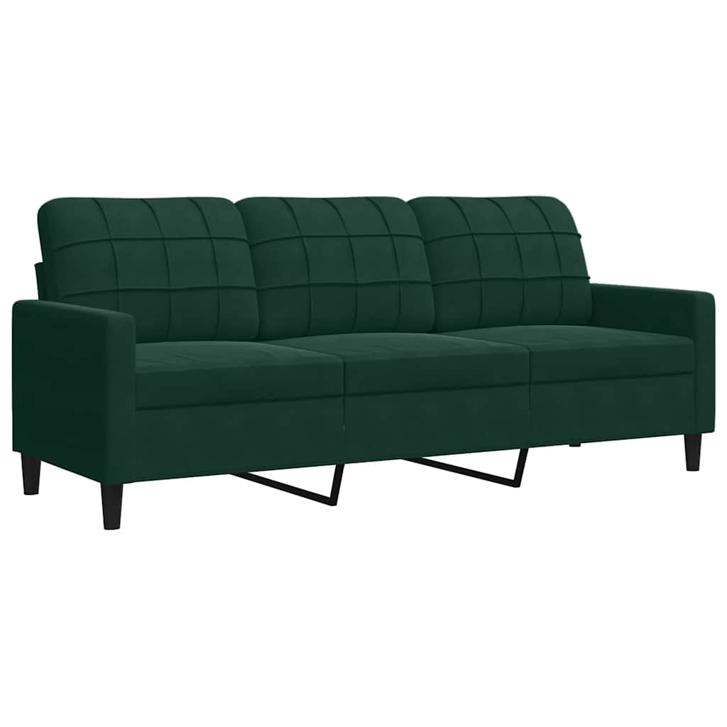 Ensemble de canapés 3 pcs avec coussins Vert foncé Velours