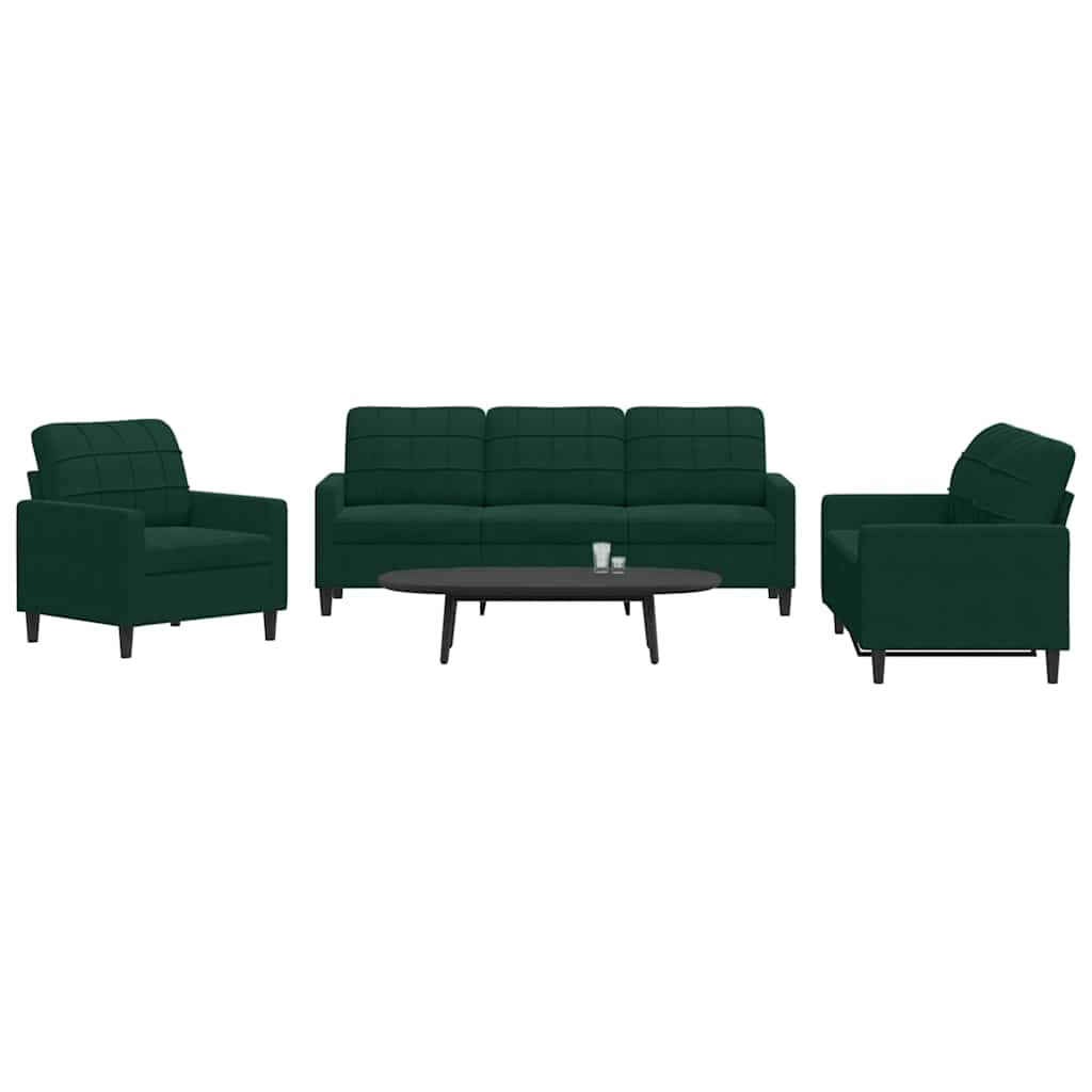Ensemble de canapés 3 pcs avec coussins Vert foncé Velours - XIOS