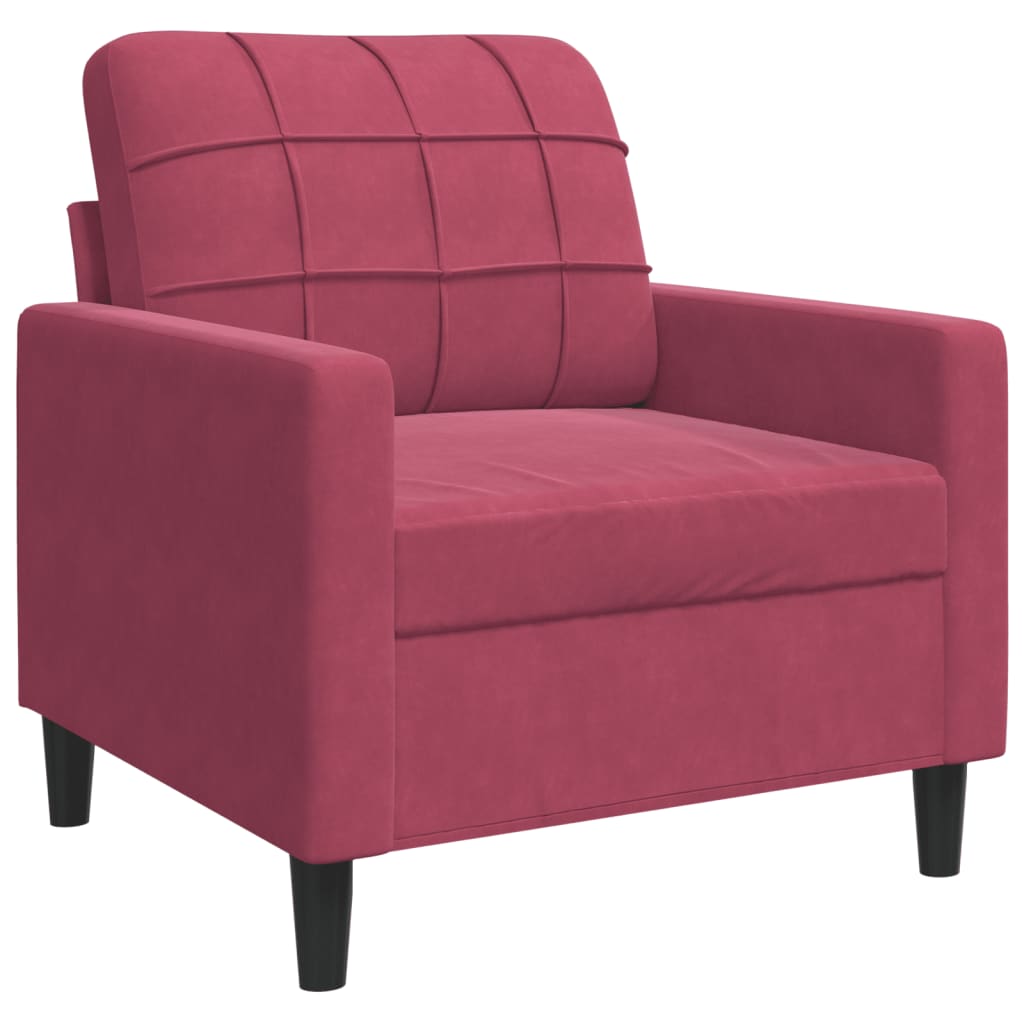 Ensemble de canapés 3 pcs avec coussins Rouge bordeaux Velours