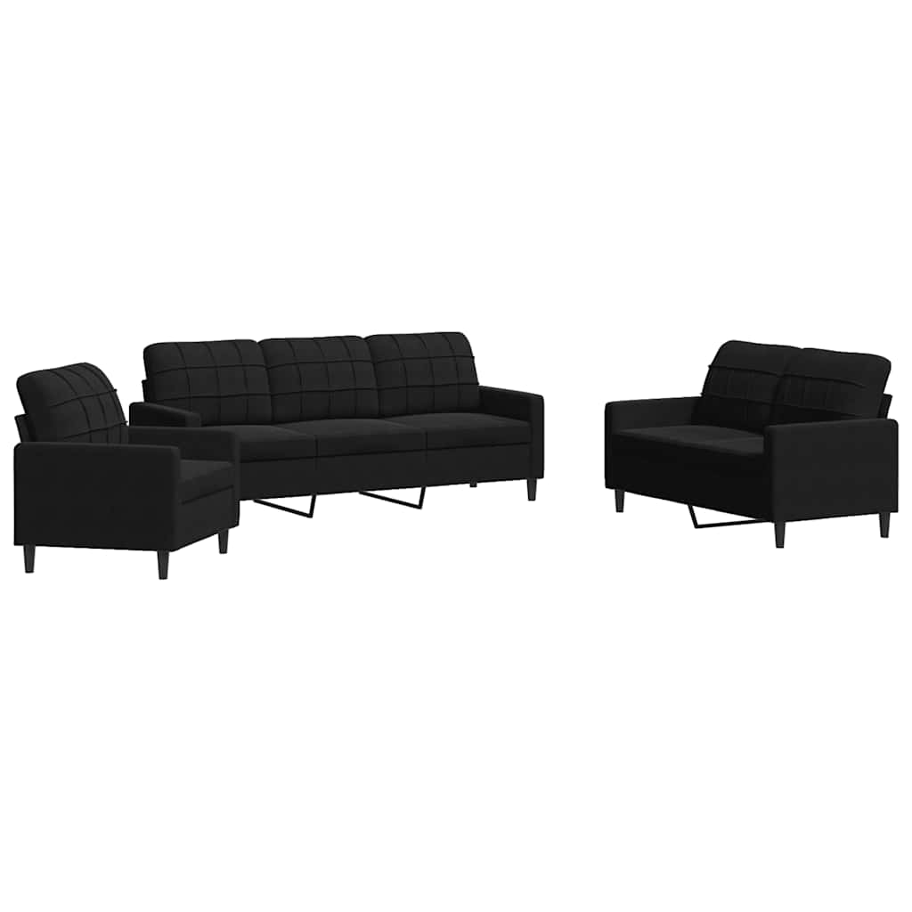 Ensemble de canapés 3 pcs avec coussins Noir Velours - XIOS