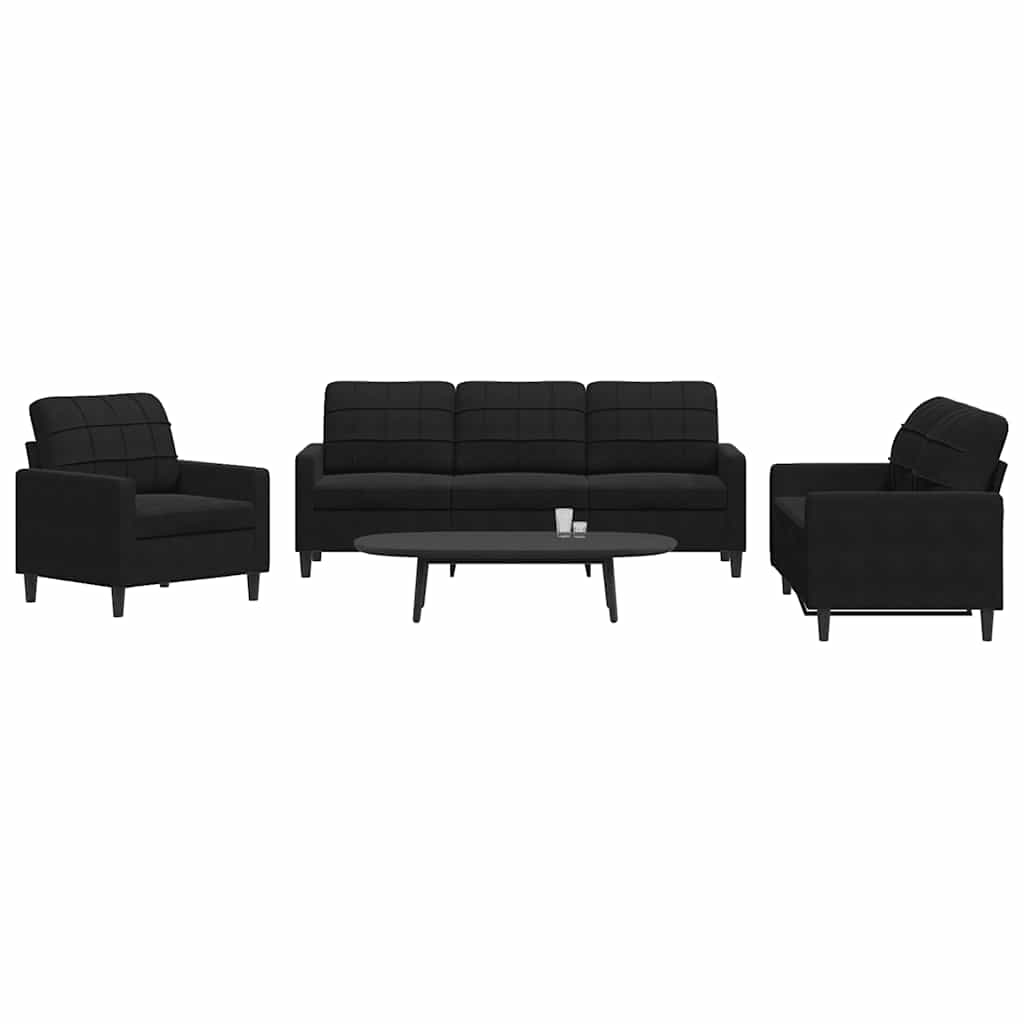 Ensemble de canapés 3 pcs avec coussins Noir Velours - XIOS