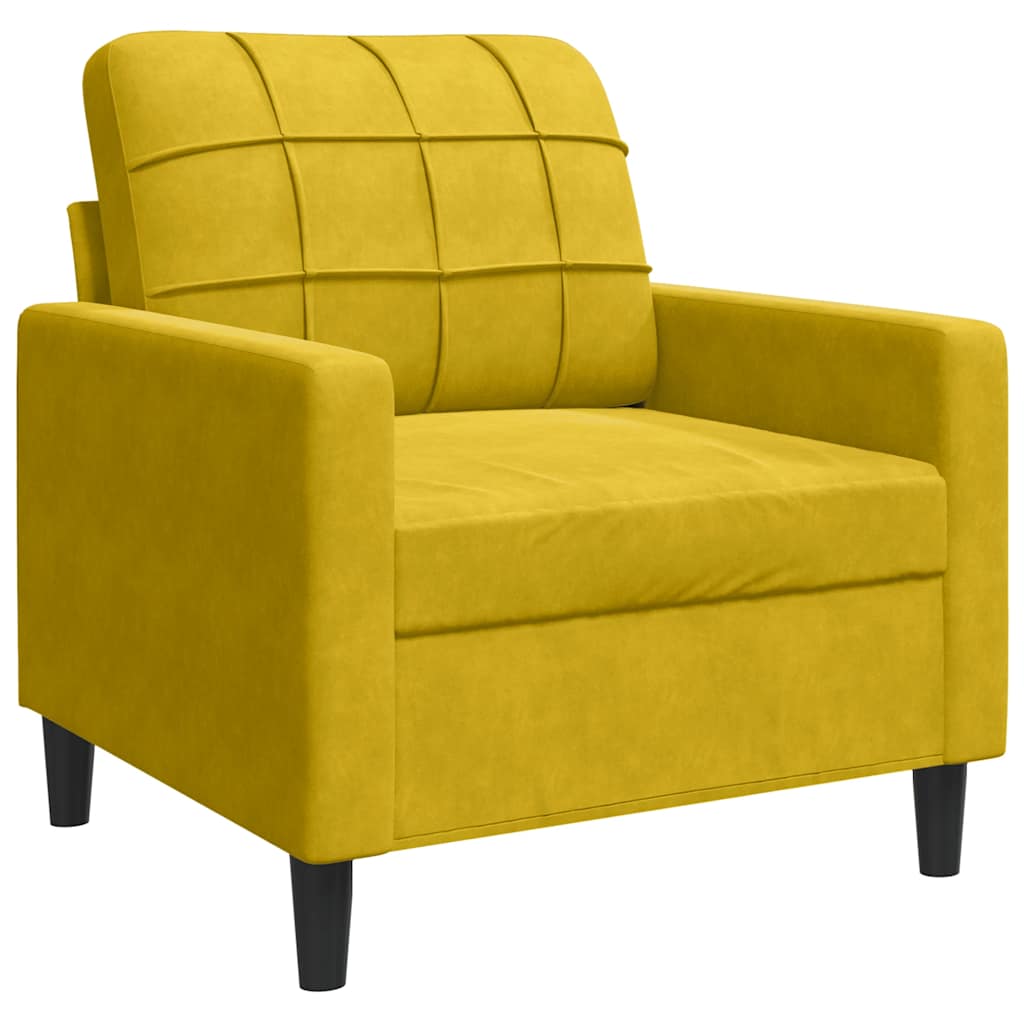 Ensemble de canapés 3 pcs avec coussins Jaune Velours