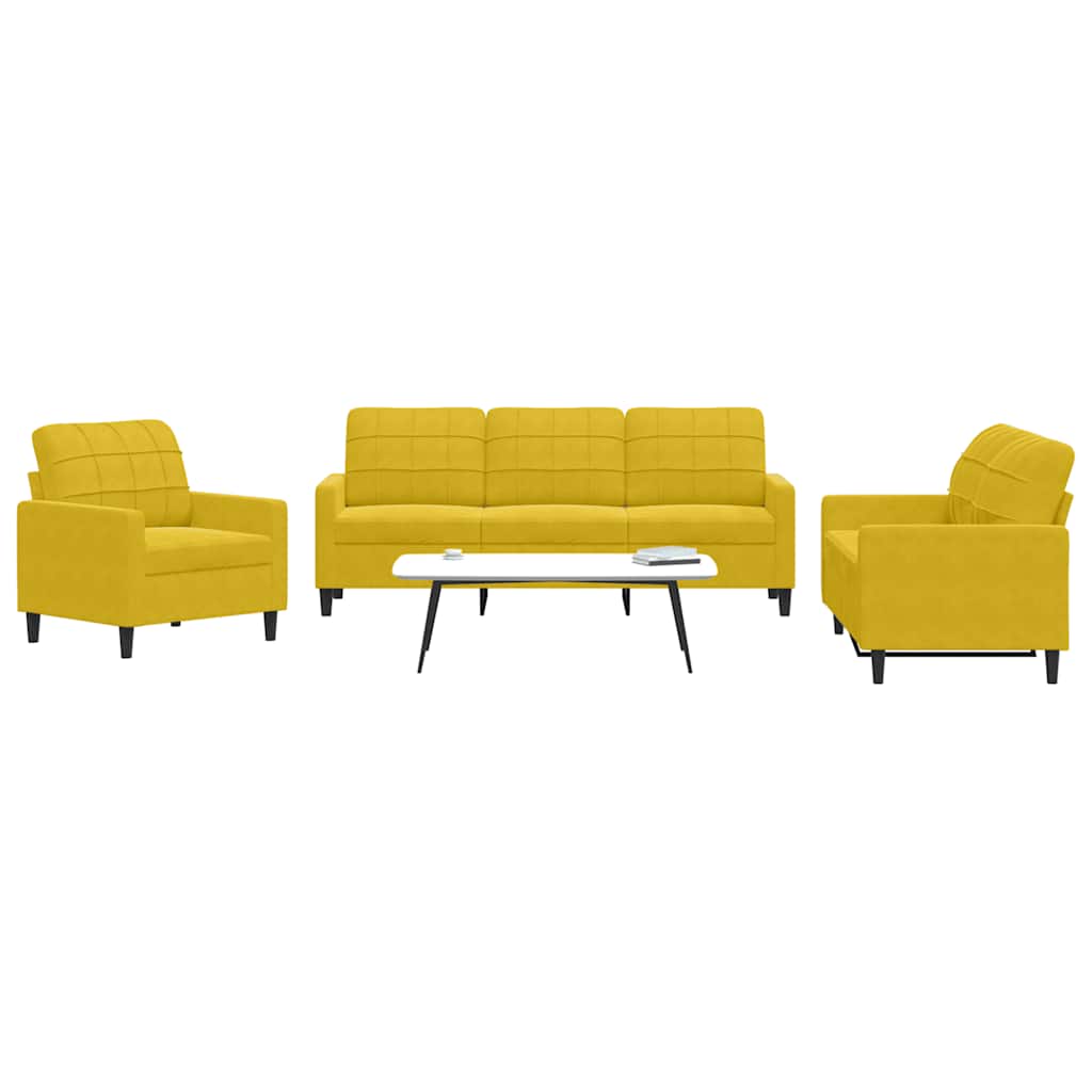 Ensemble de canapés 3 pcs avec coussins Jaune Velours - XIOS