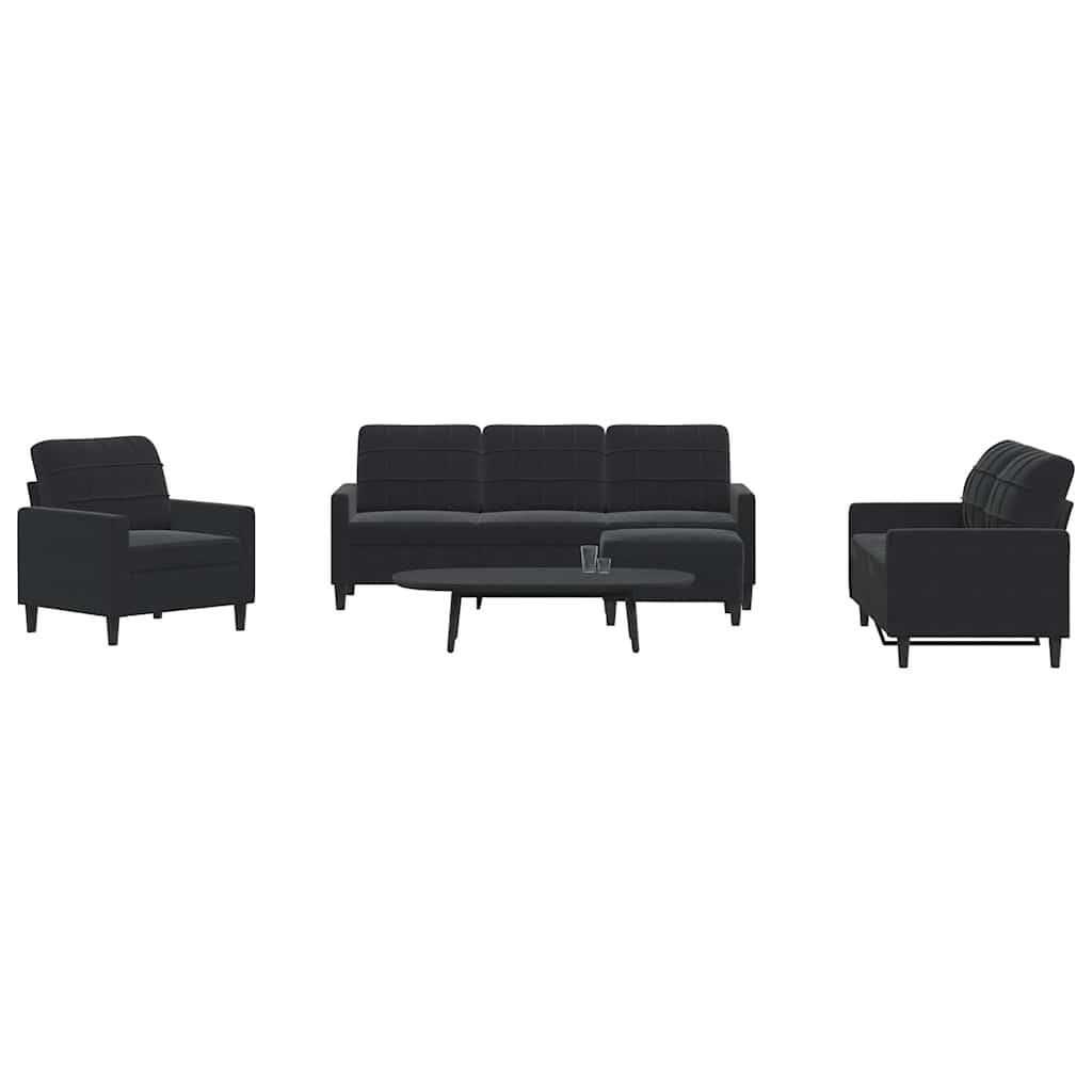 Ensemble de canapés 4 pcs avec coussins Noir Velours - XIOS