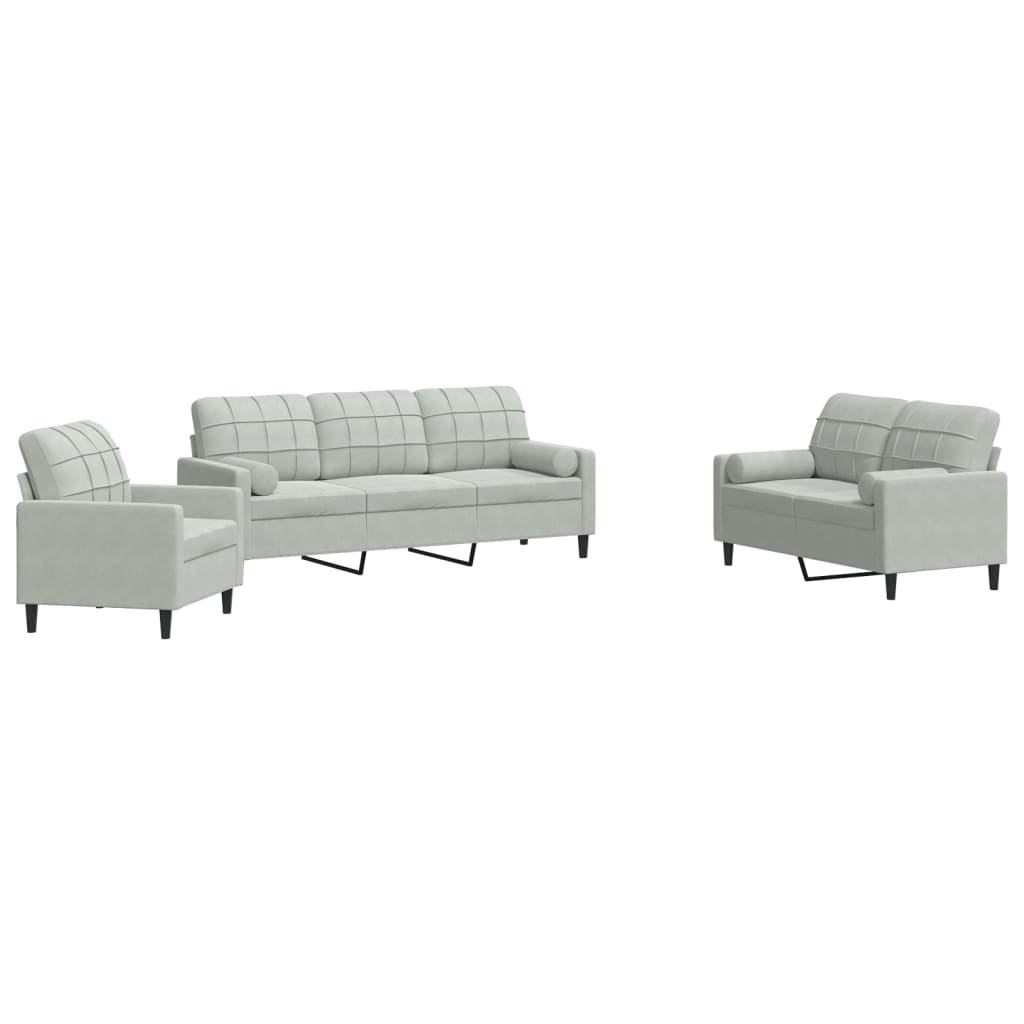 Ensemble de canapés 3 pcs et coussins et traversins velours - XIOS