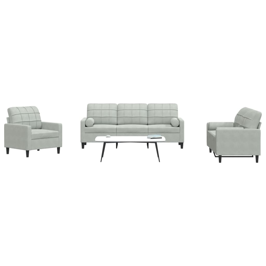 Ensemble de canapés 3 pcs et coussins et traversins velours - XIOS