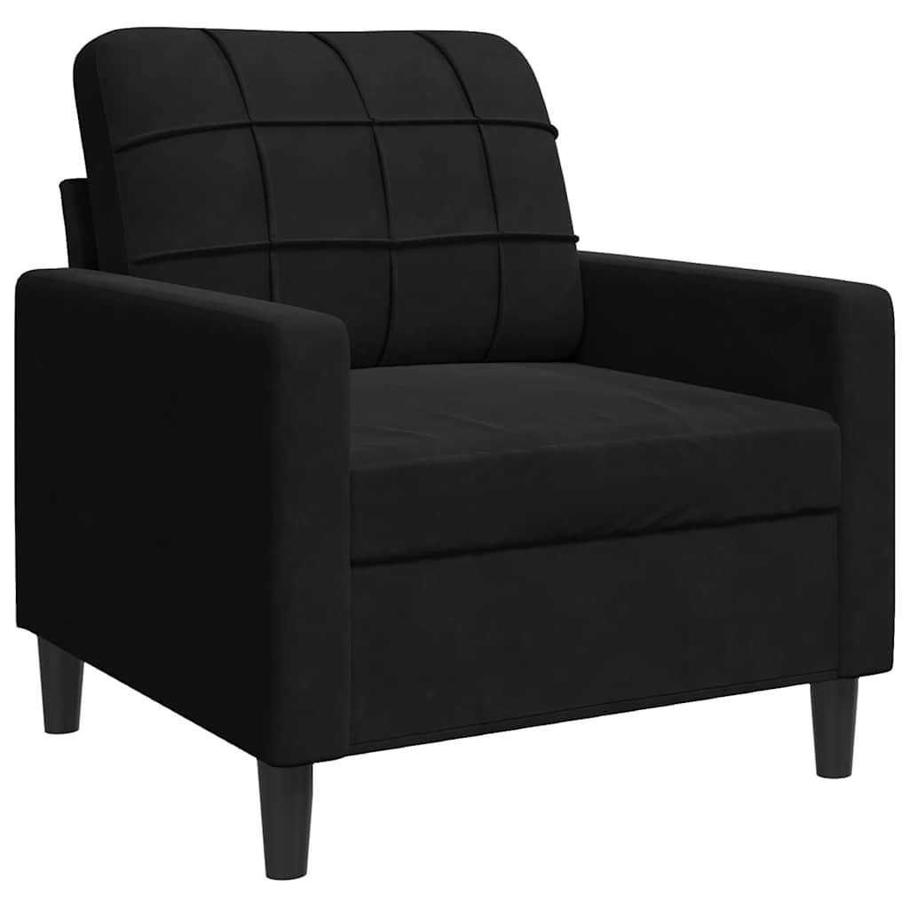 Ensemble de canapés 3pcs et coussins et traversins noir velours - XIOS