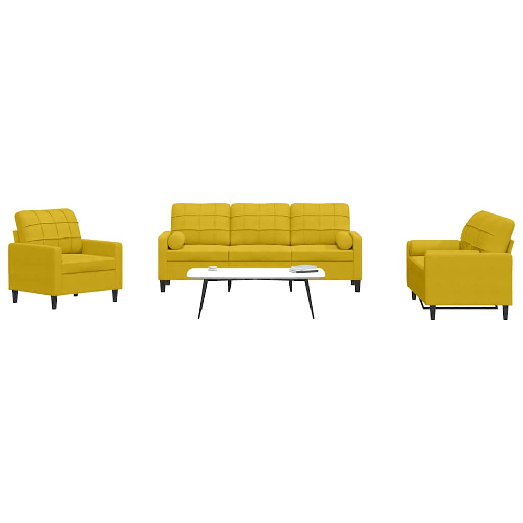 Ensemble de canapés 3 pcs avec coussins et traversins velours - XIOS