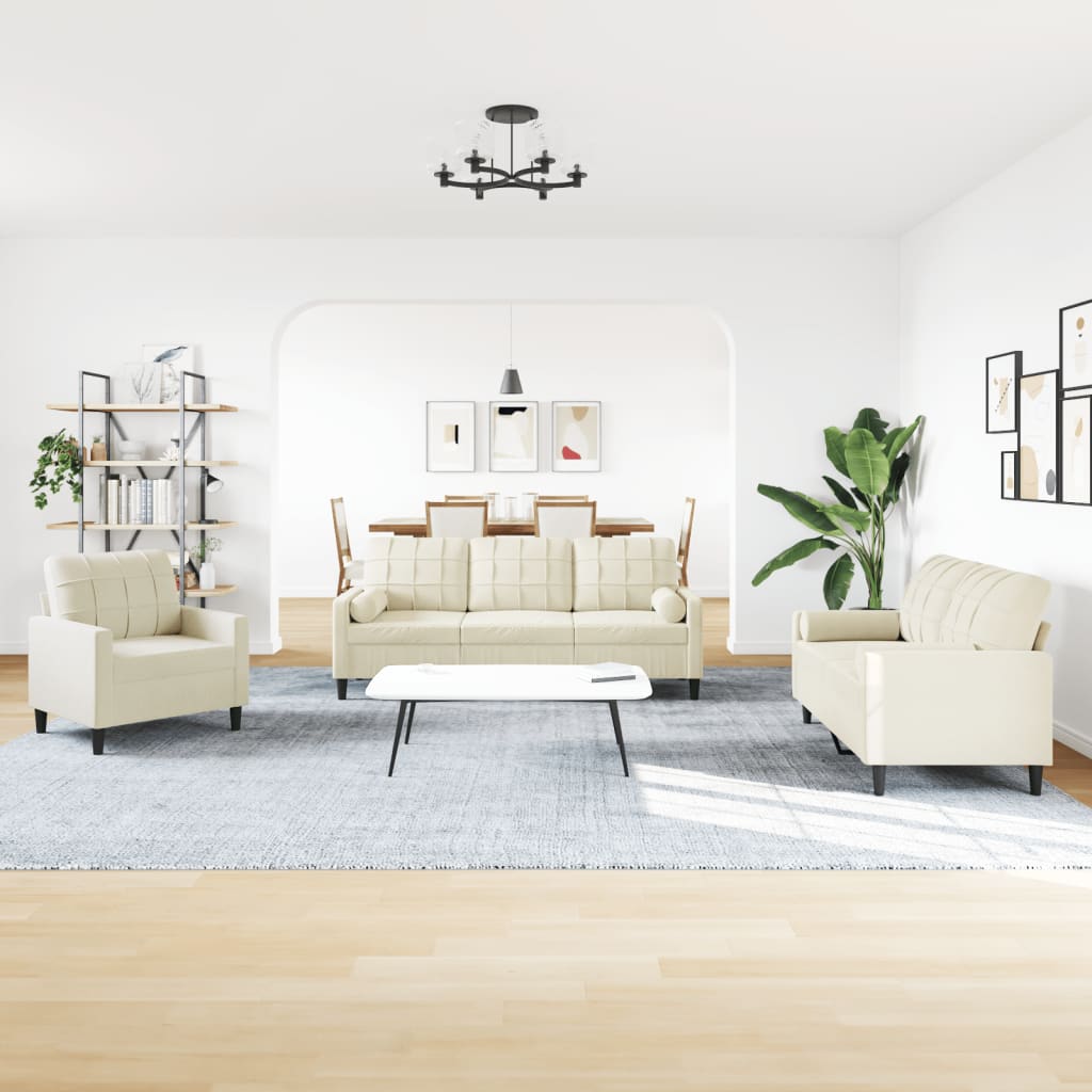 Ensemble de canapés 3 pcs avec coussins et traversins velours - XIOS