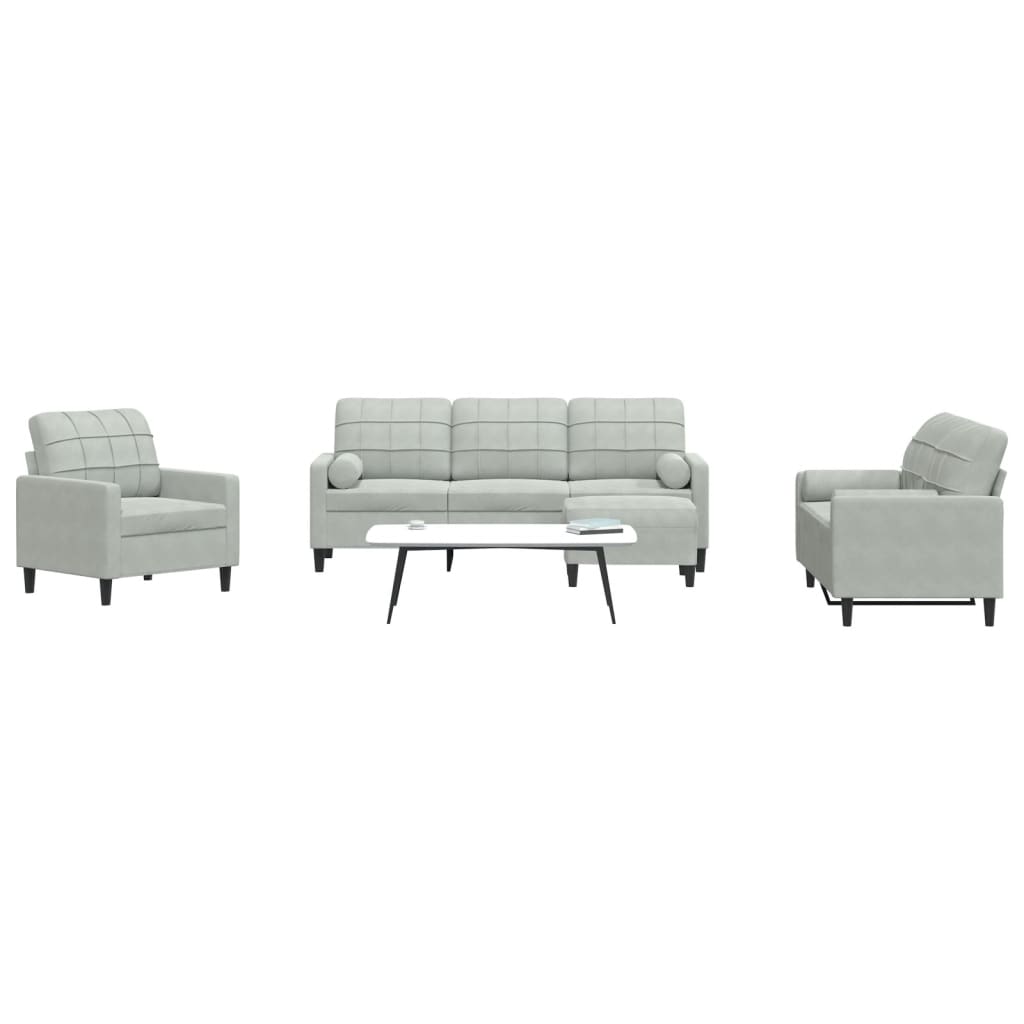 Ensemble de canapés 4 pcs et coussins et traversins velours