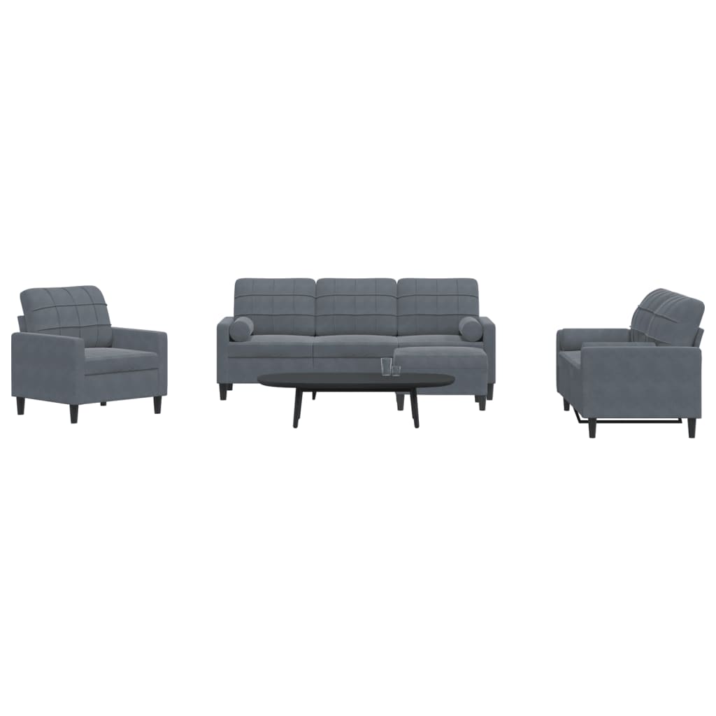 Ensemble de canapés 4 pcs avec coussins et traversins velours