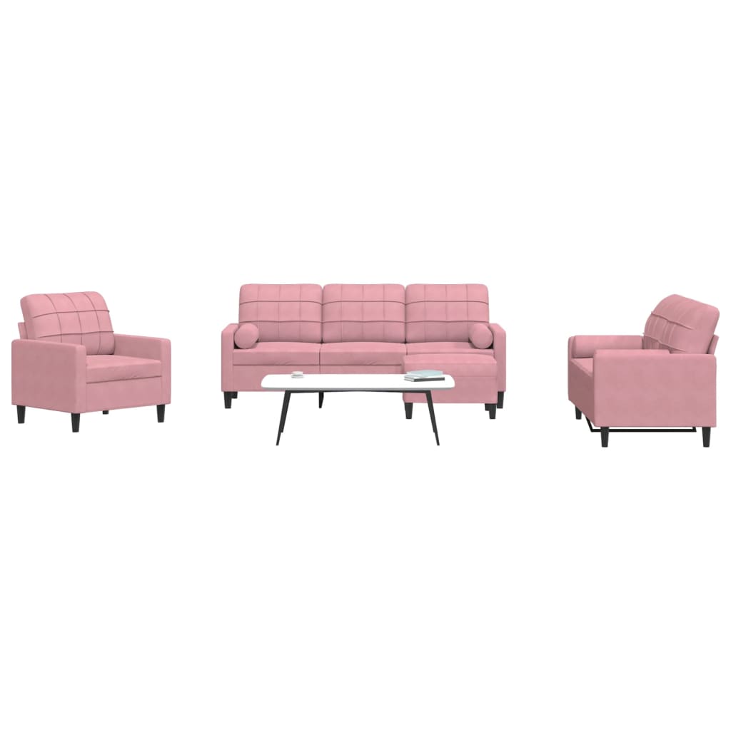 Ensemble de canapés 4pcs et coussins et traversins rose velours - XIOS