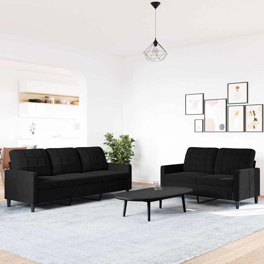 Ensemble de canapés 2 pcs avec coussins Noir Velours - XIOS