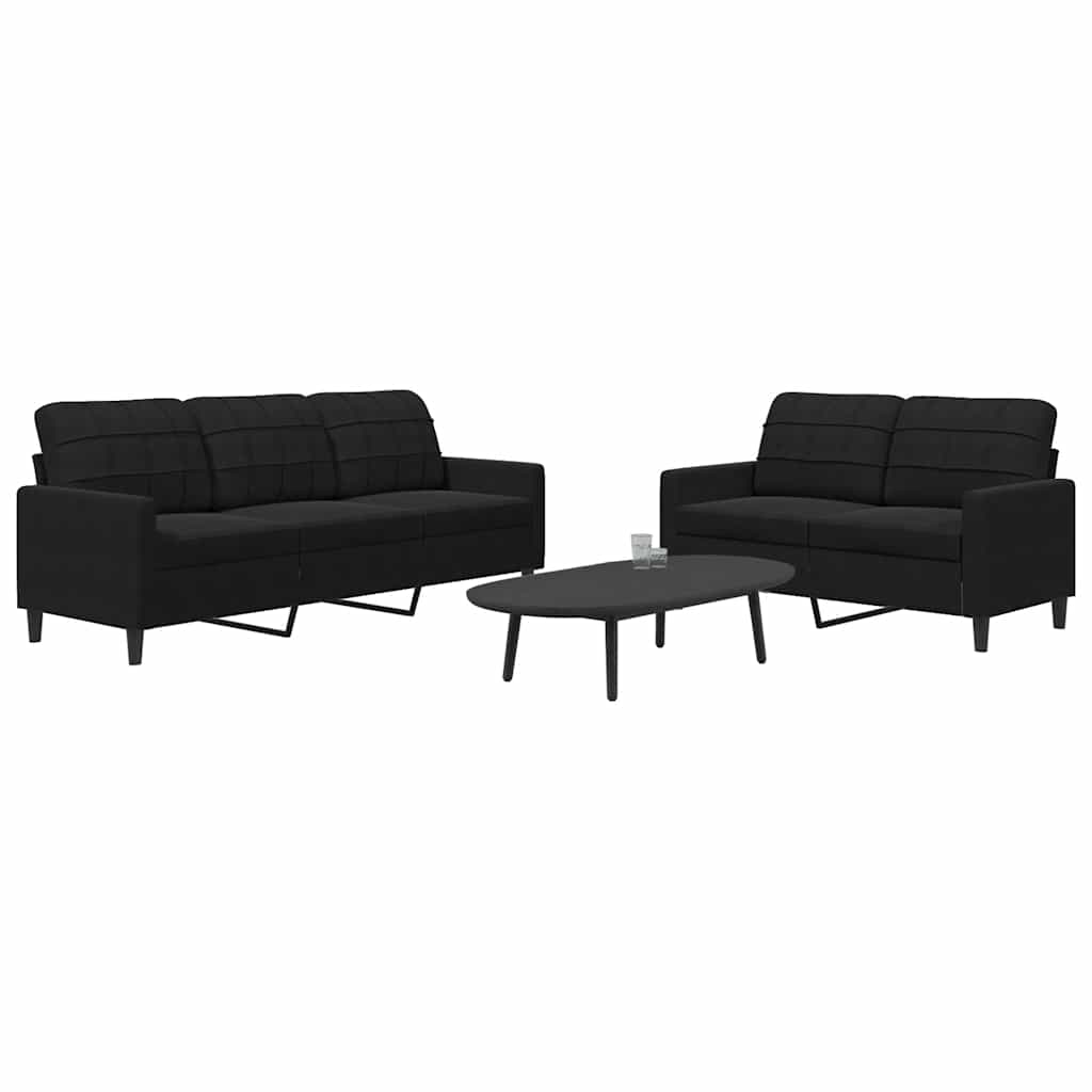 Ensemble de canapés 2 pcs avec coussins Noir Velours - XIOS