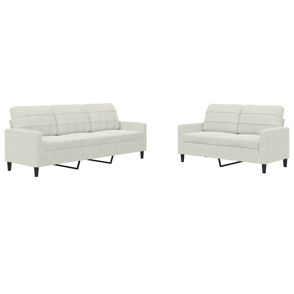 Ensemble de canapés 2 pcs avec coussins Crème Velours - XIOS