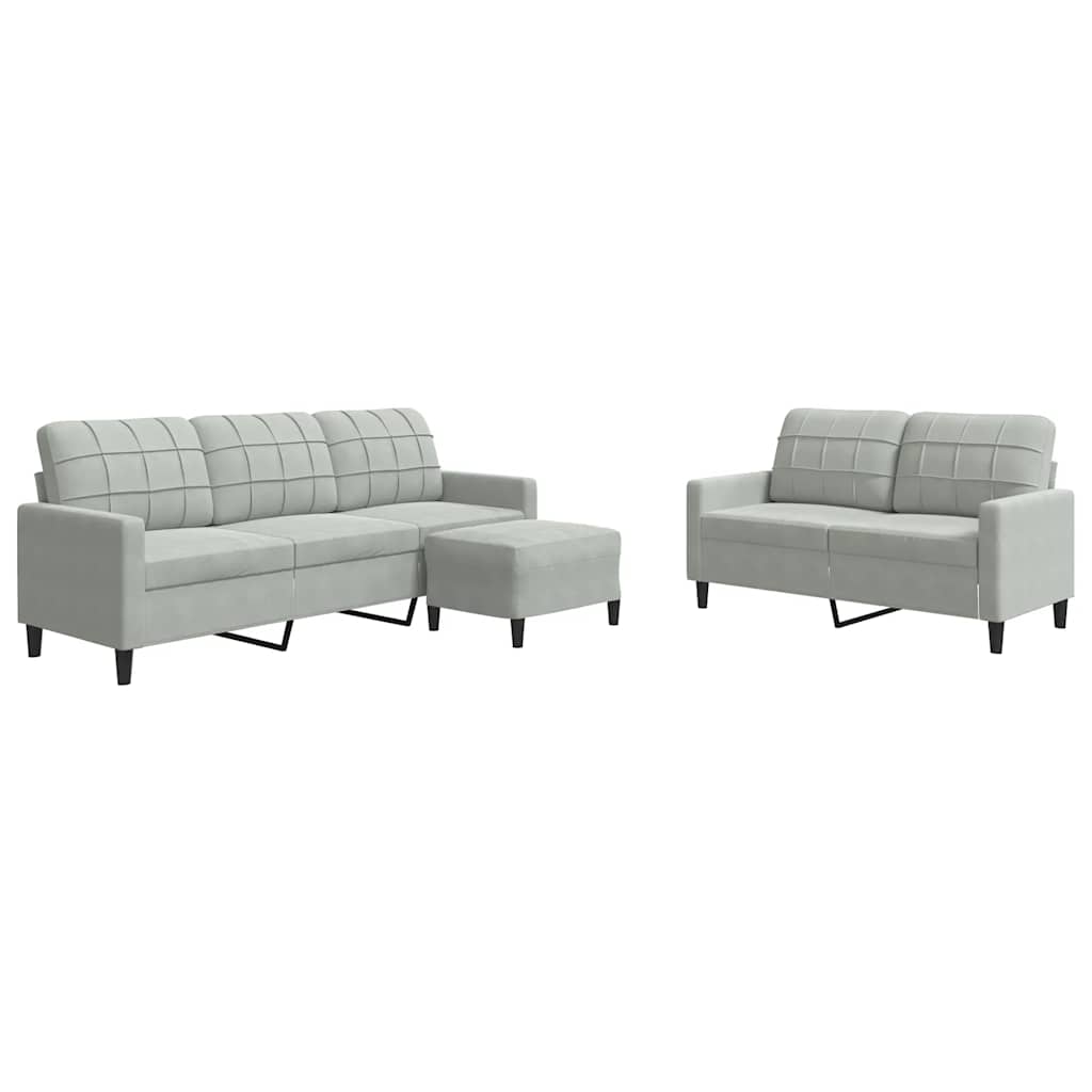 Ensemble de canapés 3 pcs avec coussins Gris clair Velours - XIOS