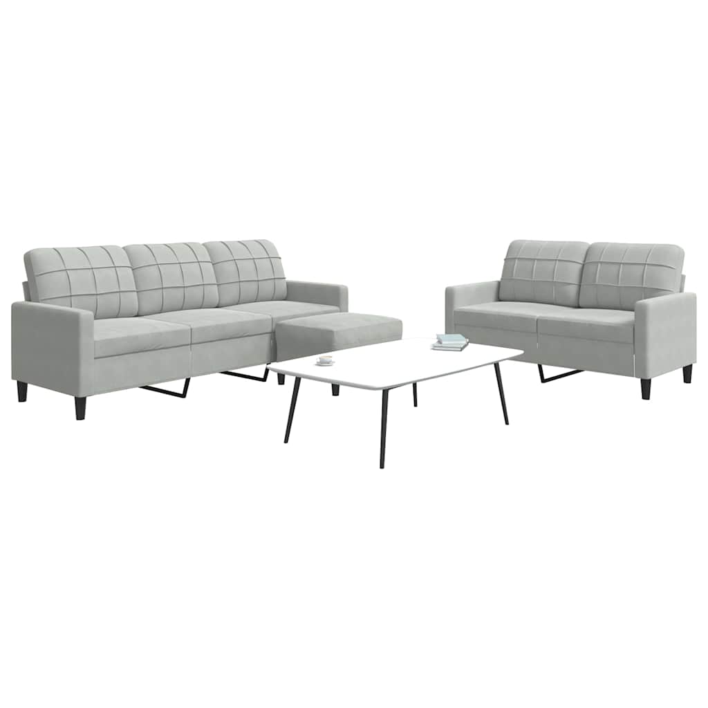 Ensemble de canapés 3 pcs avec coussins Gris clair Velours - XIOS