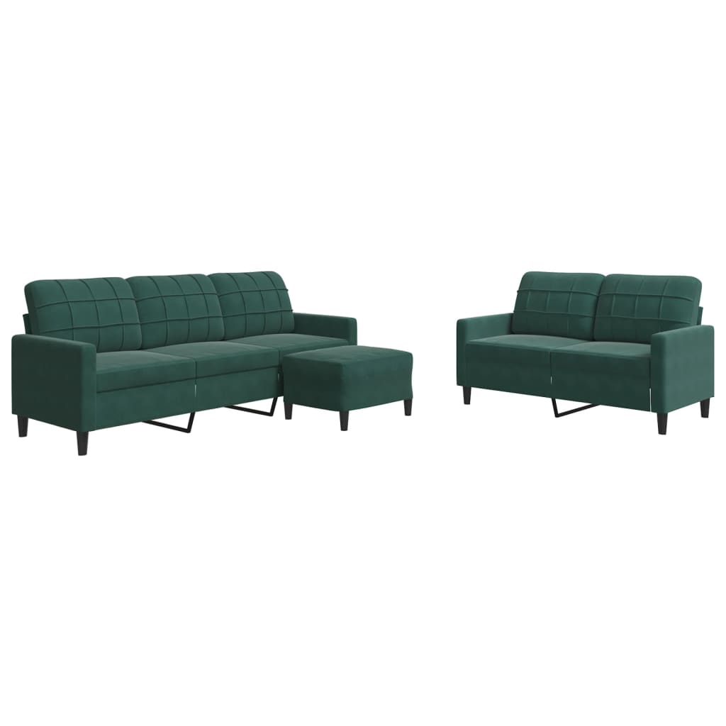 Ensemble de canapés 3 pcs avec coussins Vert foncé Velours - XIOS