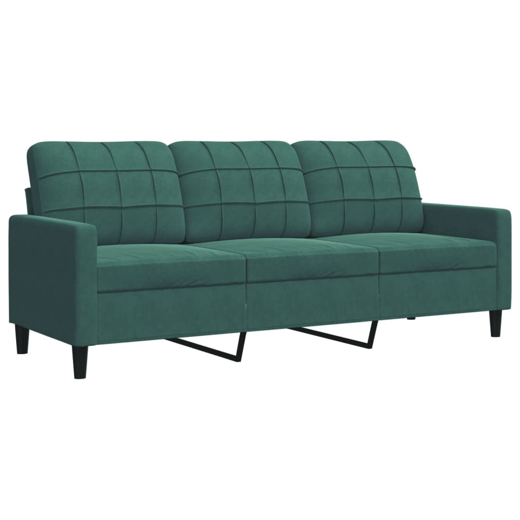 Ensemble de canapés 3 pcs avec coussins Vert foncé Velours - XIOS