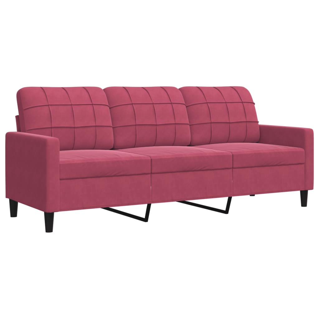 Ensemble de canapés 3 pcs avec coussins Rouge bordeaux Velours - XIOS