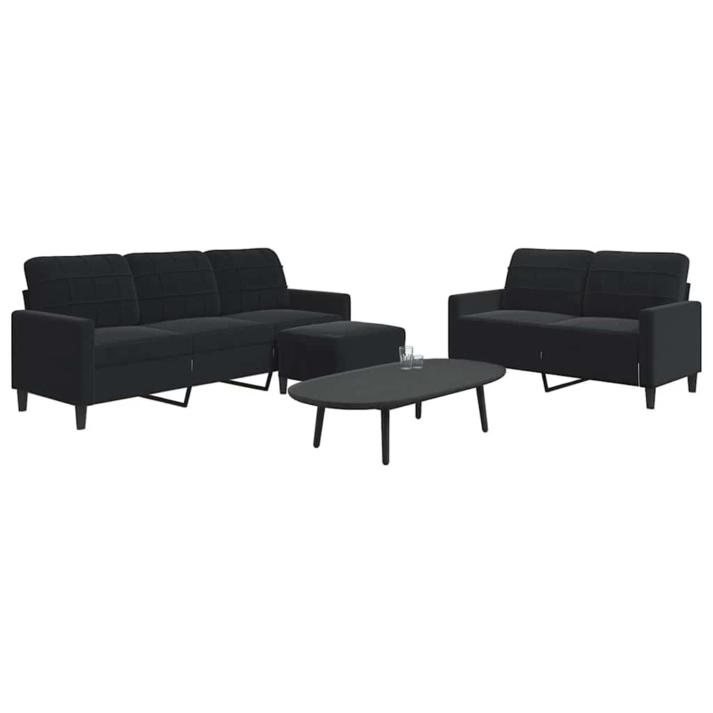 Ensemble de canapés 3 pcs avec coussins Noir Velours