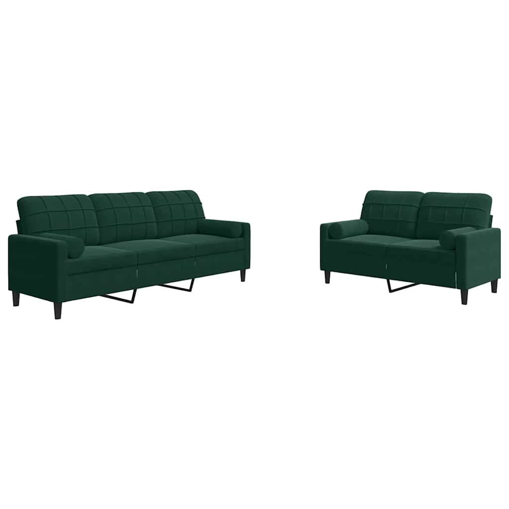 Ensemble de canapés 2 pcs avec coussins et traversins velours - XIOS
