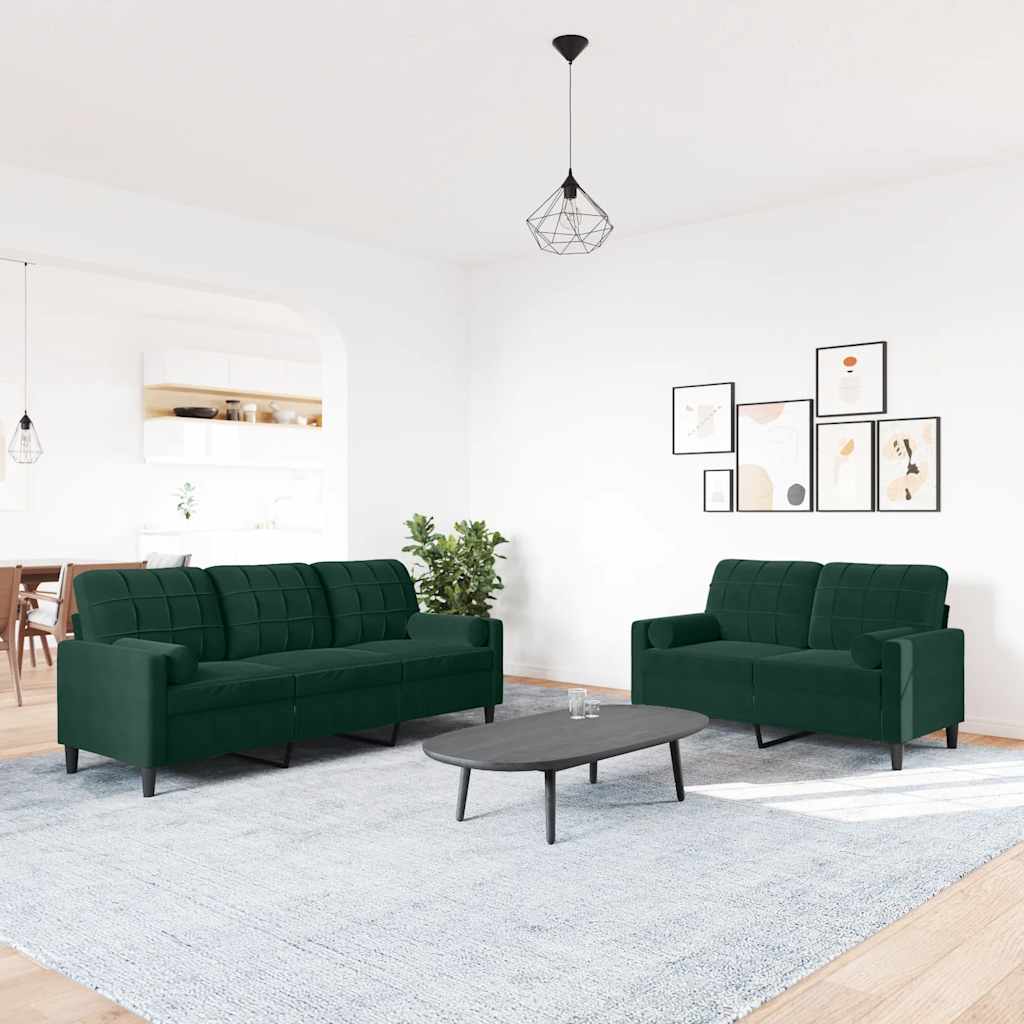 Ensemble de canapés 2 pcs avec coussins et traversins velours - XIOS