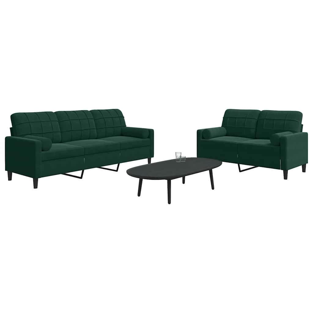 Ensemble de canapés 2 pcs avec coussins et traversins velours