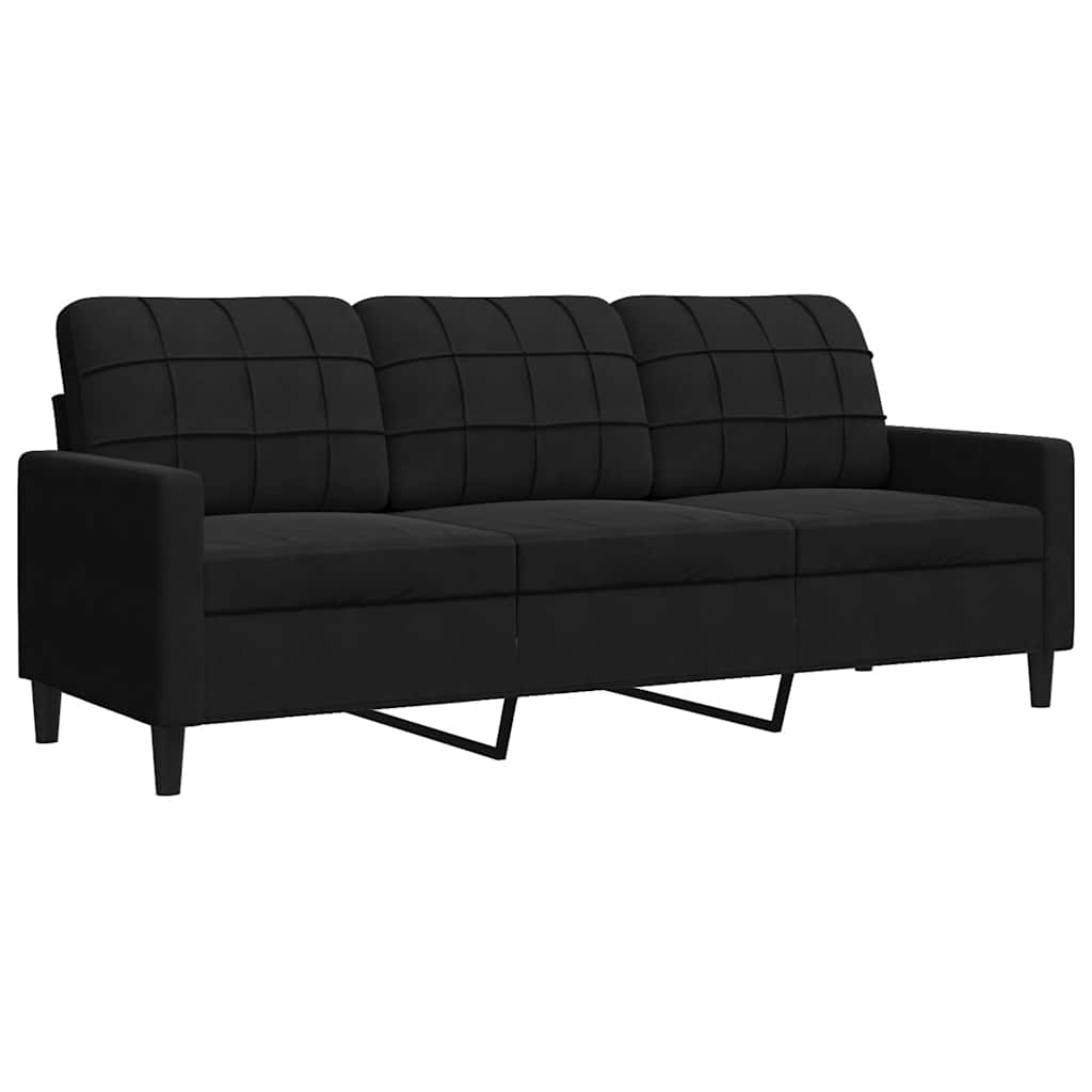 Ensemble de canapés 2pcs et coussins et traversins noir velours - XIOS