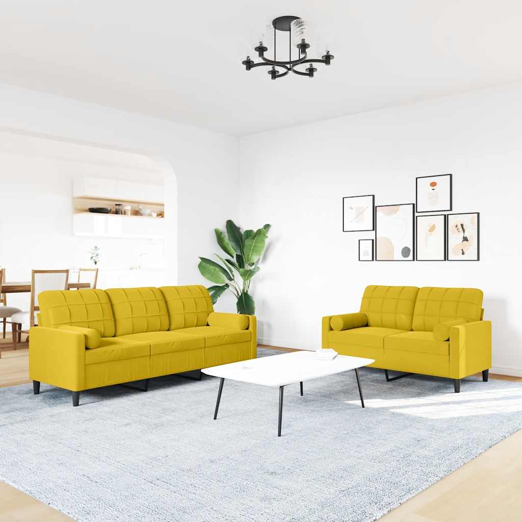 Ensemble de canapés 2 pcs avec coussins et traversins velours - XIOS