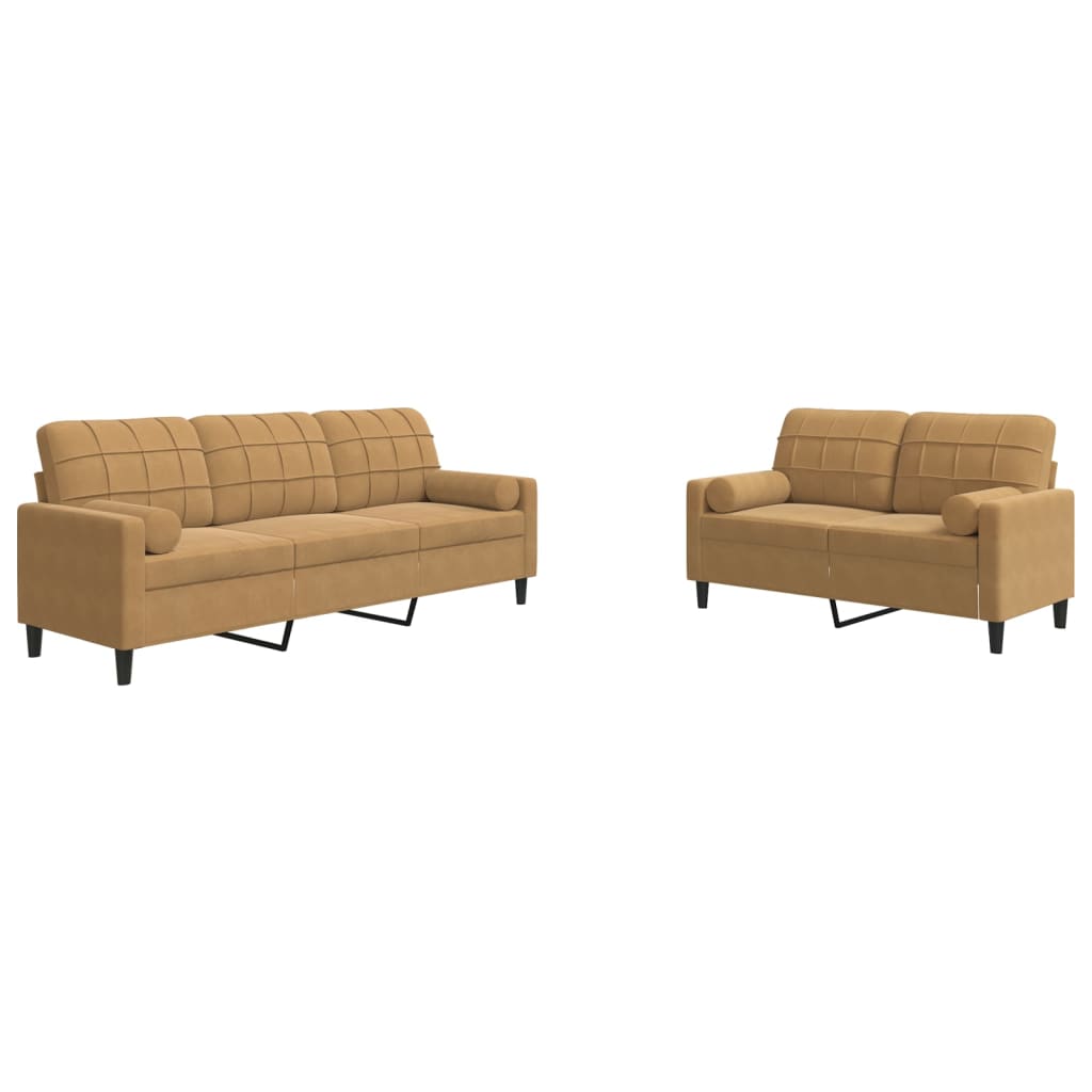 Ensemble de canapés 2 pcs avec coussins et traversins velours - XIOS