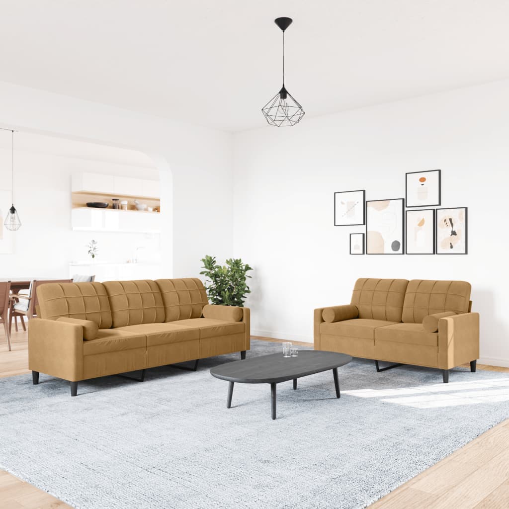 Ensemble de canapés 2 pcs avec coussins et traversins velours - XIOS