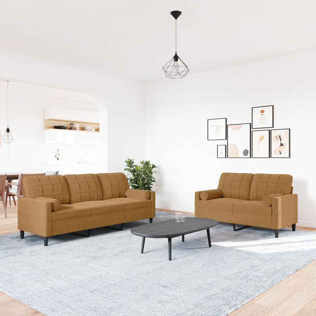 Ensemble de canapés 2 pcs avec coussins et traversins velours - XIOS