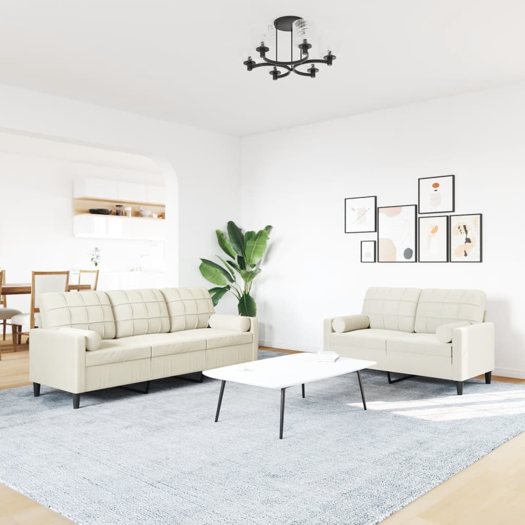 Ensemble de canapés 2 pcs avec coussins et traversins velours - XIOS