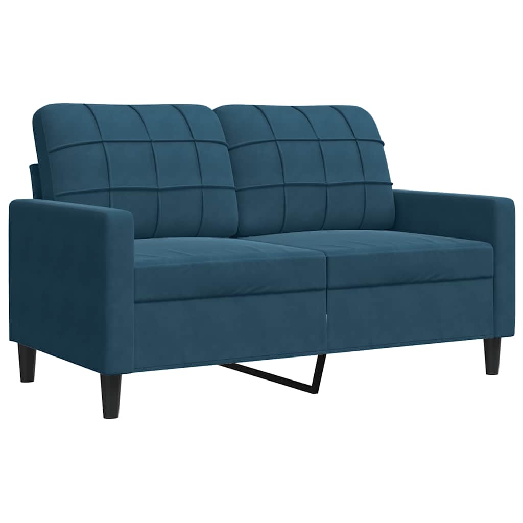 Ensemble de canapés 2pcs et coussins et traversins bleu velours