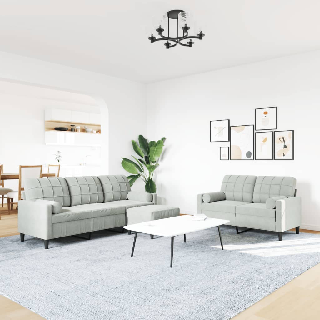 Ensemble de canapés 3 pcs et coussins et traversins velours - XIOS