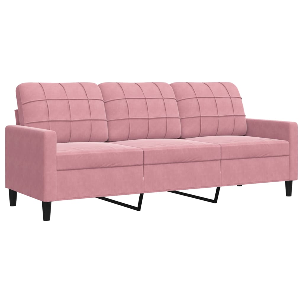 Ensemble de canapés 3pcs et coussins et traversins rose velours