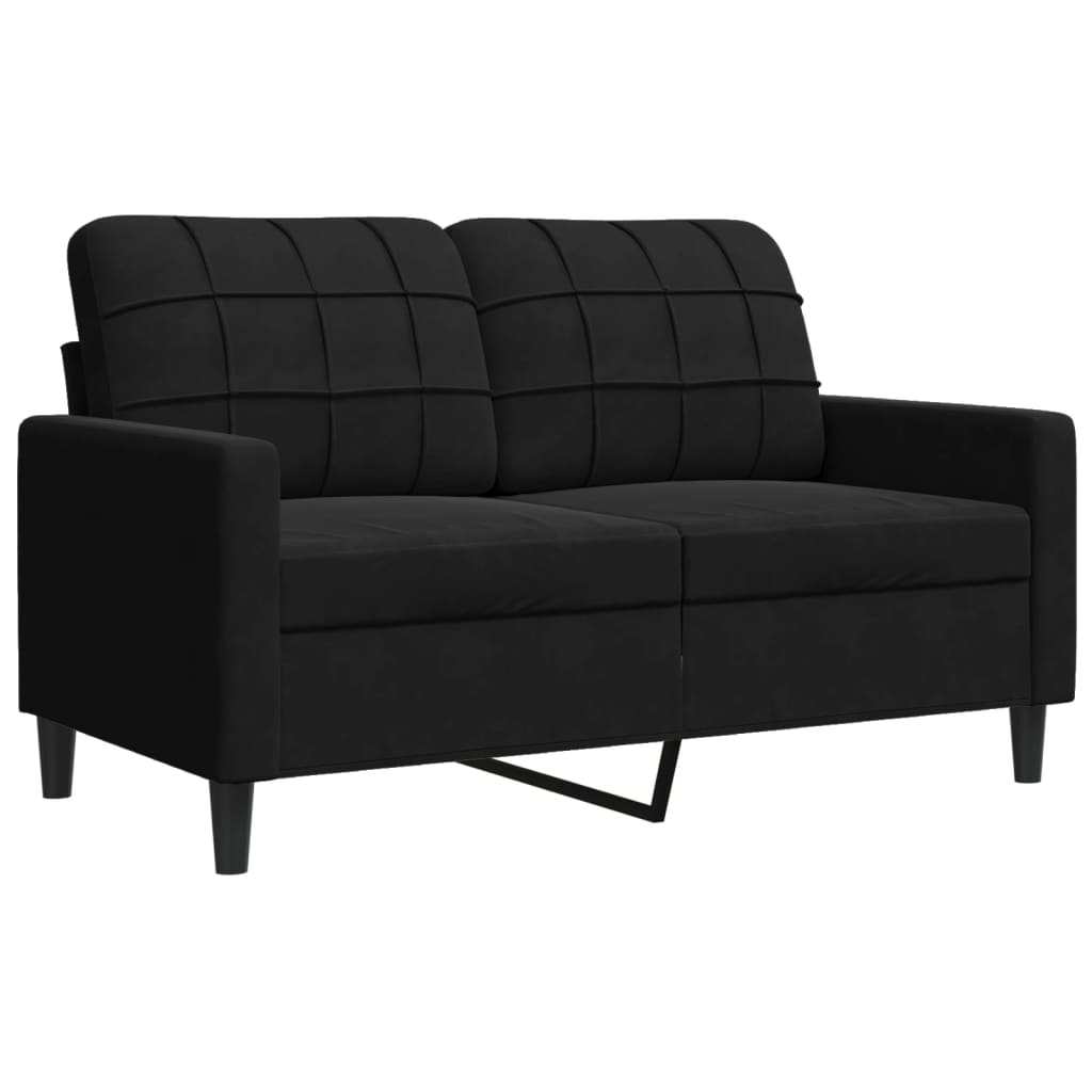 Ensemble de canapés 3pcs et coussins et traversins noir velours - XIOS