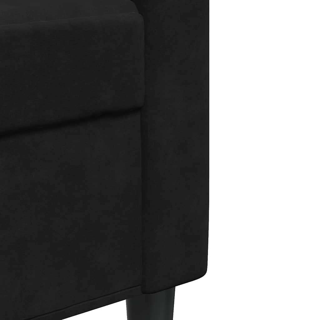 Ensemble de canapés 3pcs et coussins et traversins noir velours - XIOS