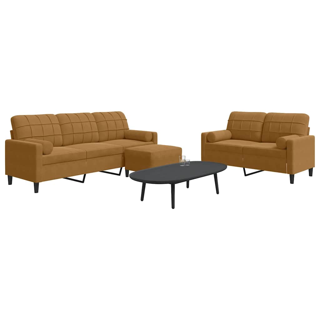 Ensemble de canapés 3 pcs avec coussins et traversins velours