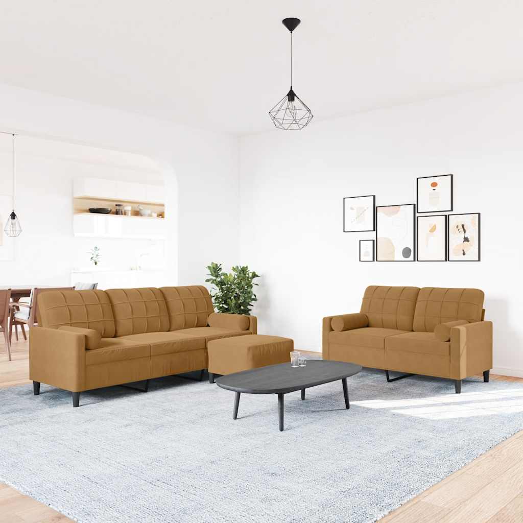 Ensemble de canapés 3 pcs avec coussins et traversins velours
