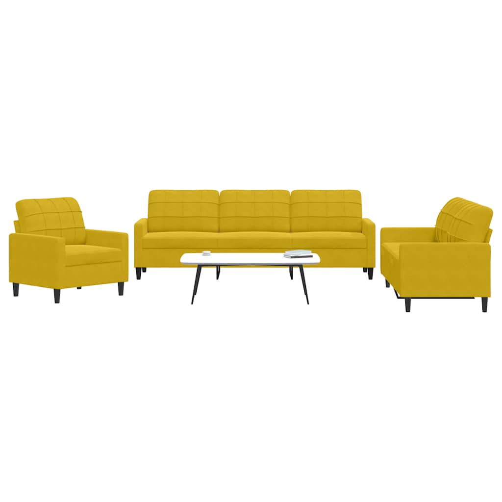 Ensemble de canapés 3 pcs avec coussins Jaune Velours - XIOS