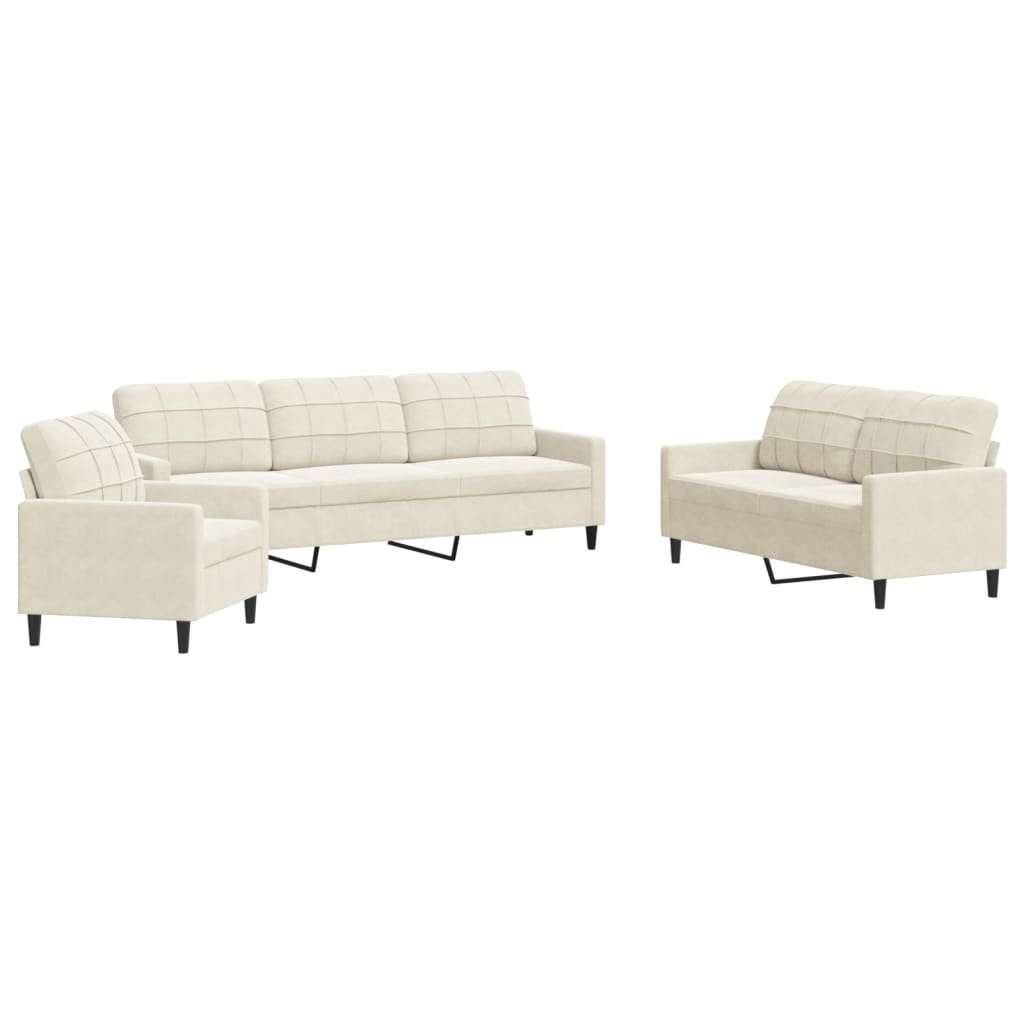 Ensemble de canapés 3 pcs avec coussins Crème Velours - XIOS