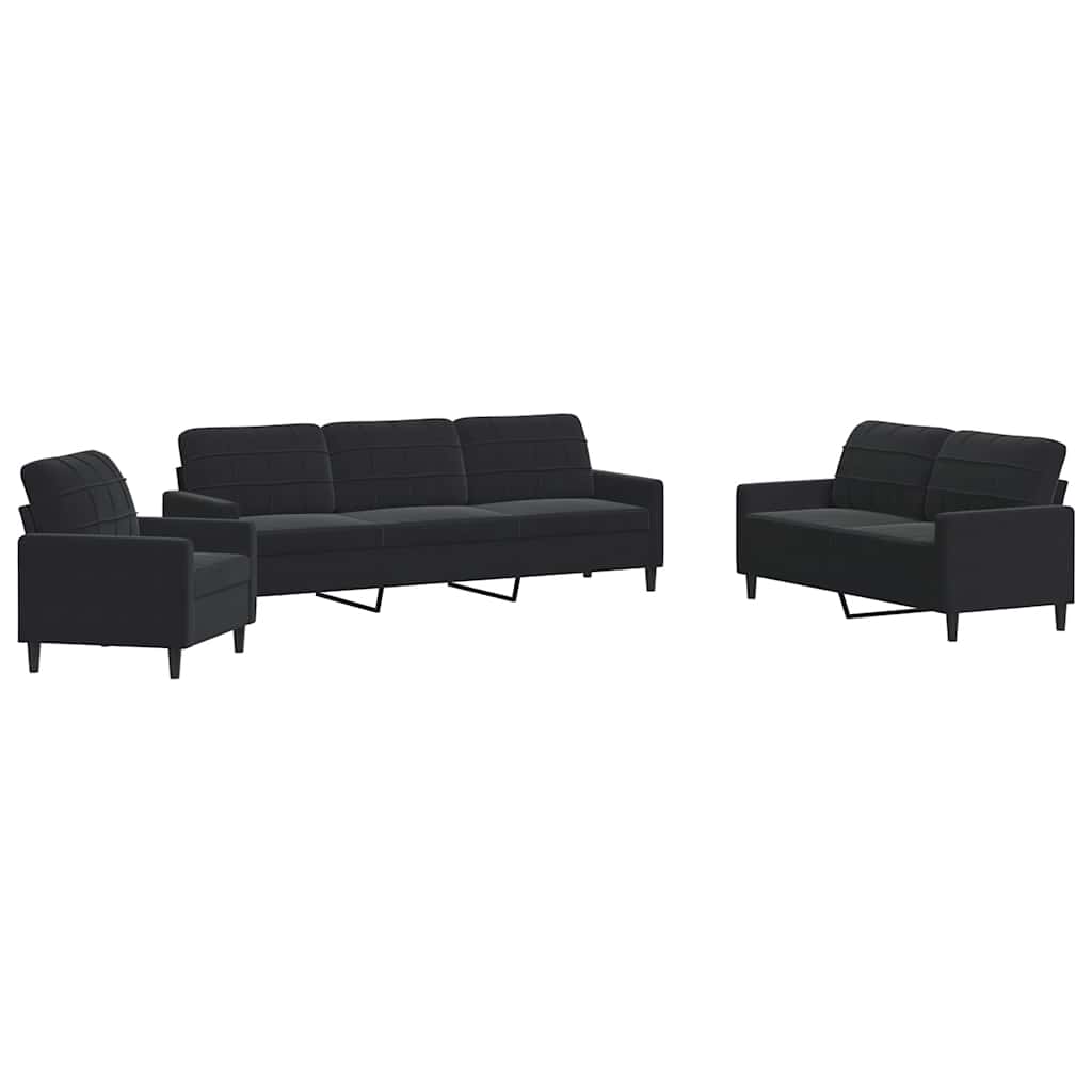 Ensemble de canapés 4 pcs avec coussins Noir Velours