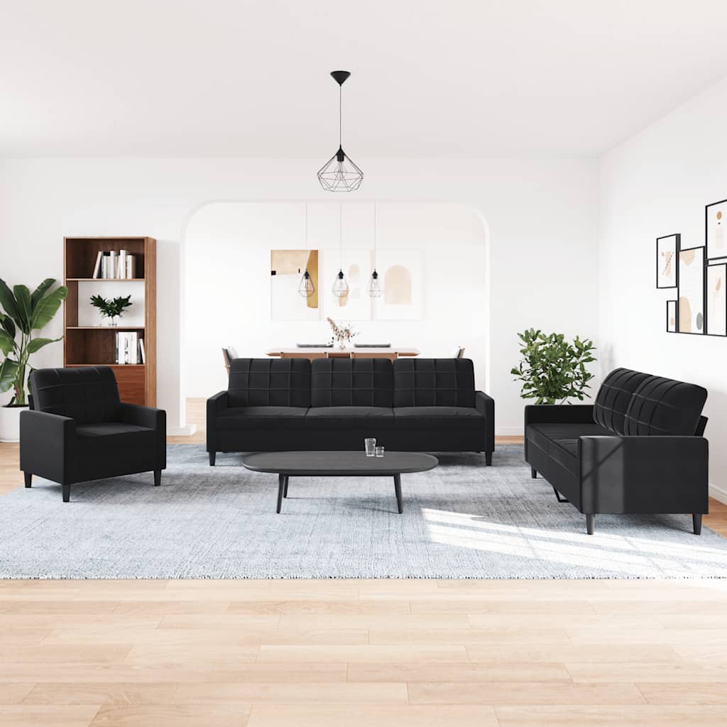 Ensemble de canapés 4 pcs avec coussins Noir Velours
