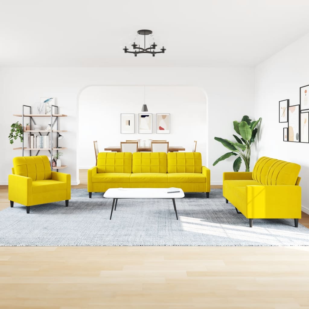 Ensemble de canapés 4 pcs avec coussins Jaune Velours - XIOS