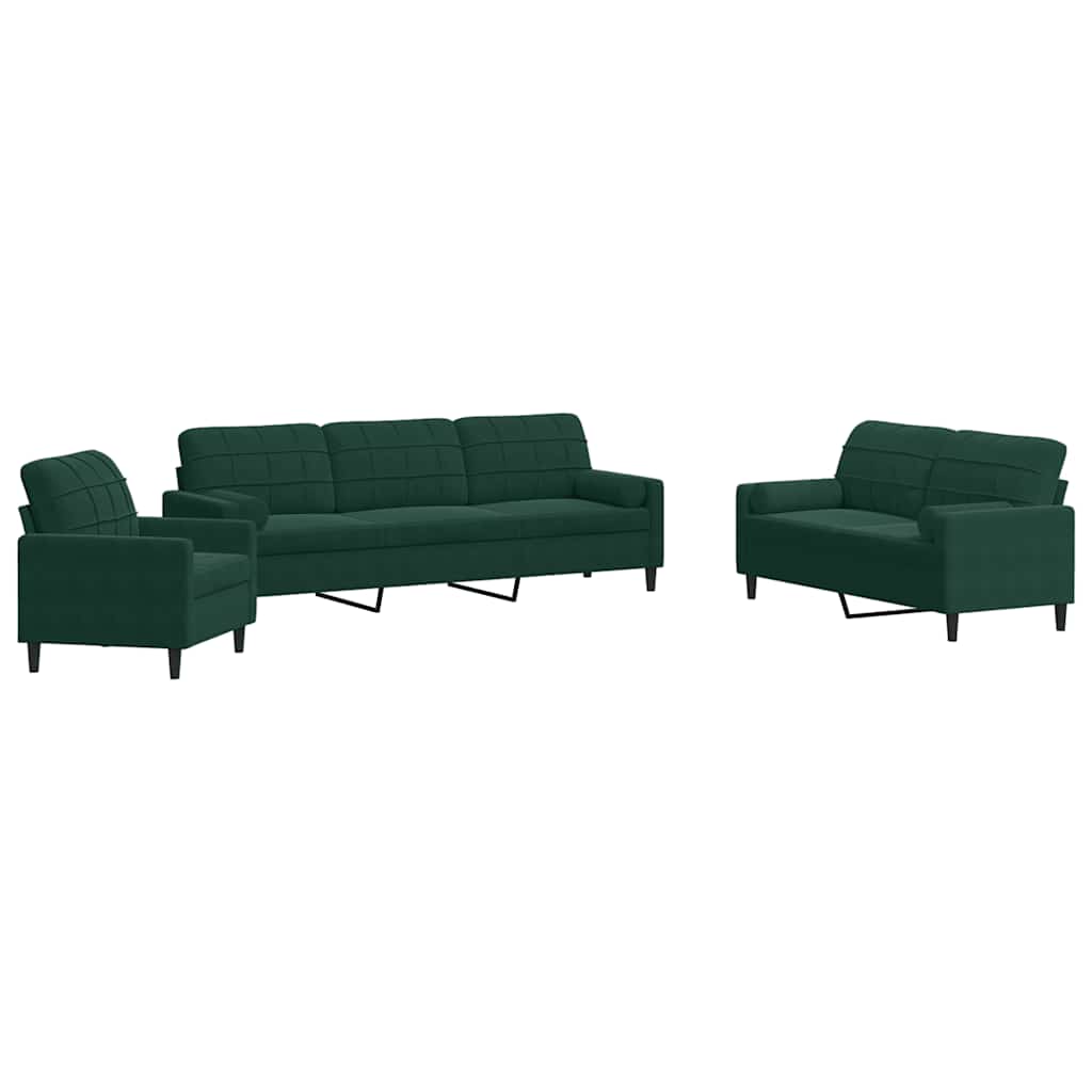 Ensemble de canapés 3 pcs avec coussins et traversins velours - XIOS
